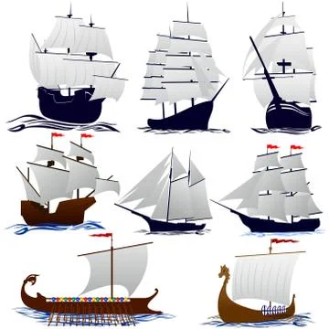 Old sailing ships Stock Illustration