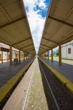 Old Salta train Station with cloudy blue sky, Argentina Stock Photos