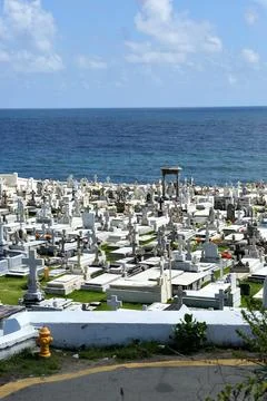 Old San Juan Cemetery overlooking ocean Stock Photos