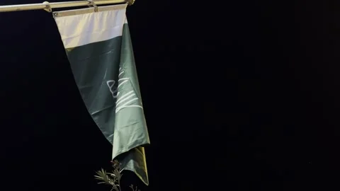 The old Saudi flag was displayed in the streets to mark the founding day. Stock Footage 329396364