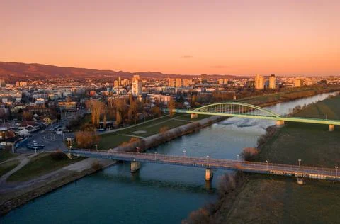 Old Sava Bridge, The Hendrix Bridge in Zagreb, Croatia. Beautiful Cityscape.. Stock Photos