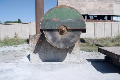 The old a saw for cutting stone Stock Photos