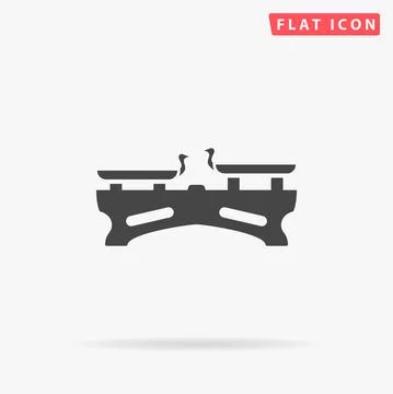 Old scale balance flat vector icon. Hand drawn style design illustrations Stock Illustration
