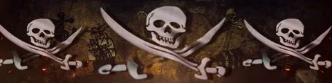 Old scary pirate map animation with flags Video stock 149592908