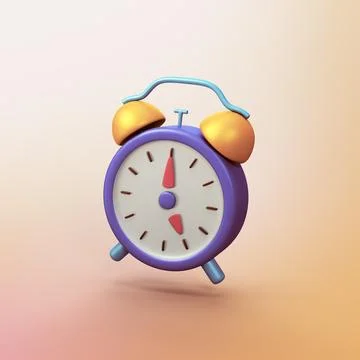 Old school alarm clock - stylized 3d CGI icon object Stock Illustration