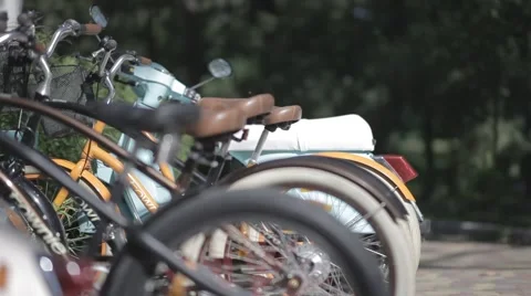 The old school bicycles Stock Footage 55634186