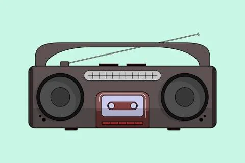 Old school Boom box cylindrical shaped - flat design Stock Illustration