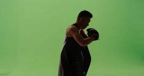 Old school boxer ready to fight throwing punches, jabs, hooks, uppercuts Stock Footage 104302456