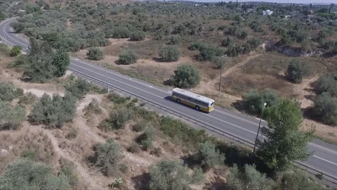 Old School Bus. Aerial 4K Shot Stock Footage 71479965