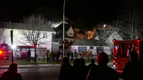 Old school in fire Video stock 139657073