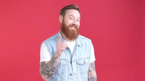 Old-school guy point finger like perfect mind isolated vivid color background Stock Footage 169850524