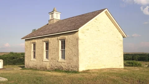 Old school in prairie Stock Footage 135357160