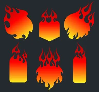 Old school red flame background elements set Stock Illustration