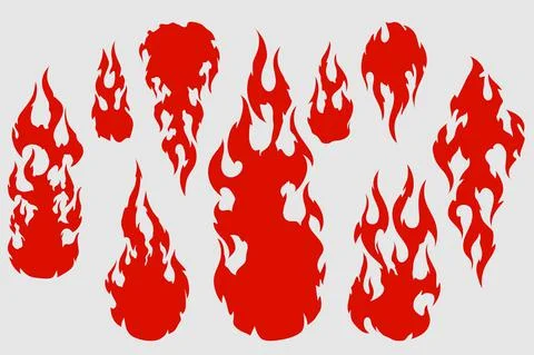 Old school red flame background elements set Stock Illustration