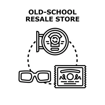 Old school resale store concept vector illustration Stock Illustration