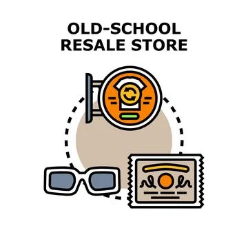 Old school resale store concept vector illustration Stock Illustration