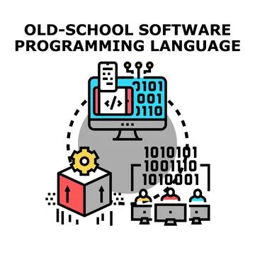 Old school software programming language developing concept Stockillustratie