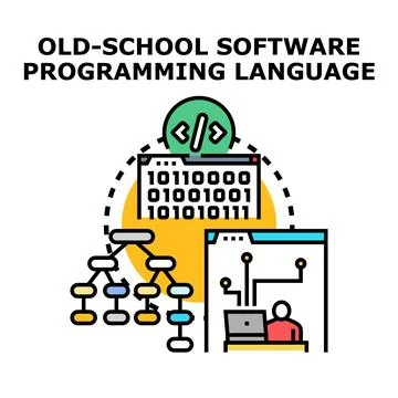 Old school software programming language developing concept Stock Illustration