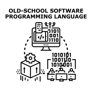 Old school software programming language developing concept Stock Illustration