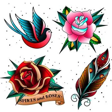 Old school tattoo set Stock-Illustration