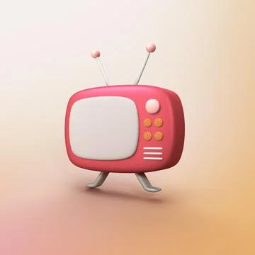 Old school TV - stylized 3d CGI icon object Stock Illustration