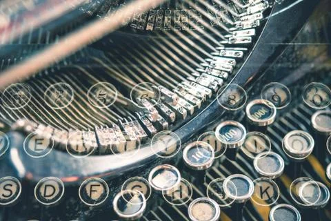 Old School Typewriter Concept. Script Writers Conceptual Background. Stock Photos