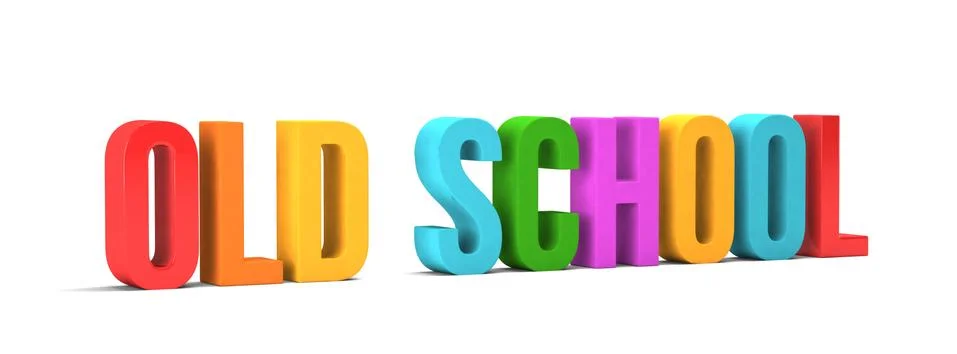 Old School word. 3D Render illustration in white background イラスト素材