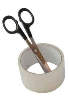 Old scissors and scrap on a white background Stock Photos