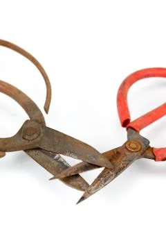 Old scissors full of rust Stock Photos