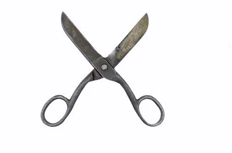 Old scissors isolated on white background Stock Photos