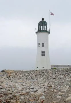 The old scituate light on cedar point in scituate, massachusetts vertical Stock Photos