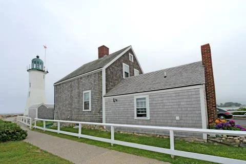 The old scituate light on cedar point in scituate, massachusetts Stock Photos