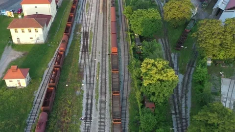 Old scrap damaged abandoned trains repair service station 4 Stock Footage 132372063