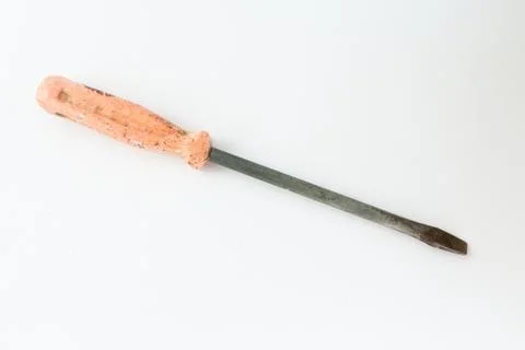 Old screwdriver on a white background Stock Photos