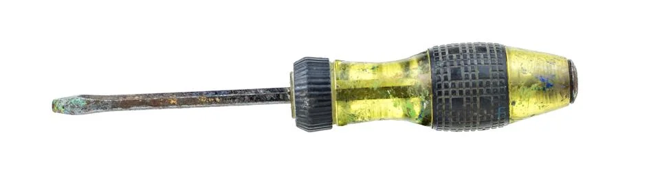 Old screwdriver on a white background Фото