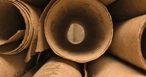 Old scribe library. Ancient futhpak scrolls stacked on a pile. Stock Footage 161009892