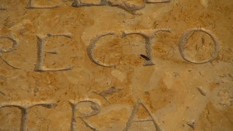 Old Scriptures on the Wall of the Cathedral Stock Footage 92383590