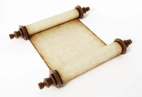 Old scroll isolated on white background. 3D illustration Stock Illustration