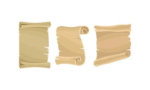 Old Scroll or Curved Manuscript as Paper Document and Historic Chronicle Vector Illustrazione stock