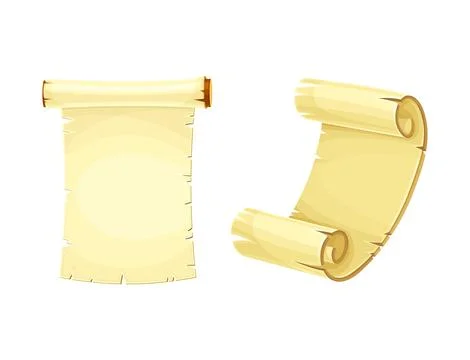 Old Scroll or Roll of Papyrus, Parchment or Paper Containing Writing Vector Set Illustrazione stock