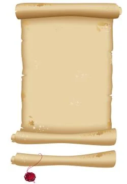 Old scroll of paper with ink splashes Stock Illustration