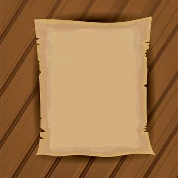 Old Scroll paper on wooden table background Stock Illustration