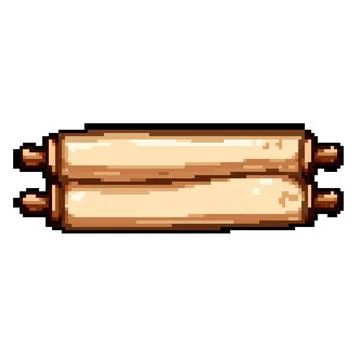 Old scroll papyrus pixel art vector illustration Illustrazione stock