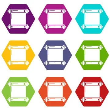Old scroll parchment icons set 9 vector イラスト素材