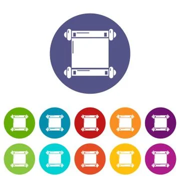 Old scroll parchment icons set vector color イラスト素材