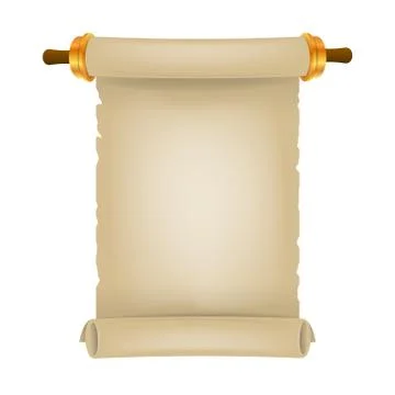 Old scroll with place for text. Parchment realistic. Vintage blank paper scro Stock Illustration