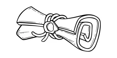 Old scroll sketch. Torn paper scroll with a seal for games. Vector illustration Illustrazione stock