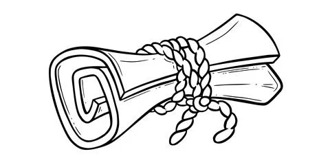 Old scroll sketch. Torn paper scroll with a ribbon for games. Vector Illustrazione stock