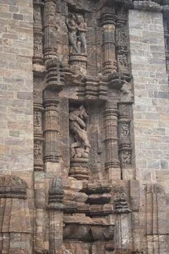Old  Sculpture engraved in wall. Stock Photos