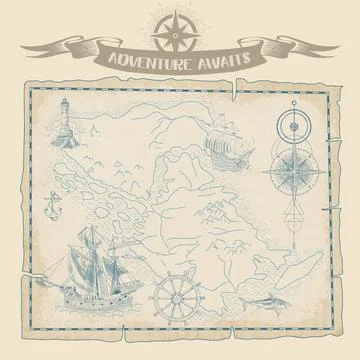 An old sea map Stock Illustration